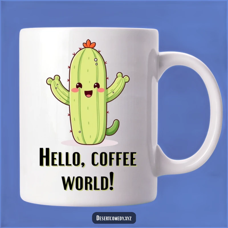 Funny Waving Saguaro Cactus Mug, Desert Humor Gift for Cactus Lovers, Cheerful