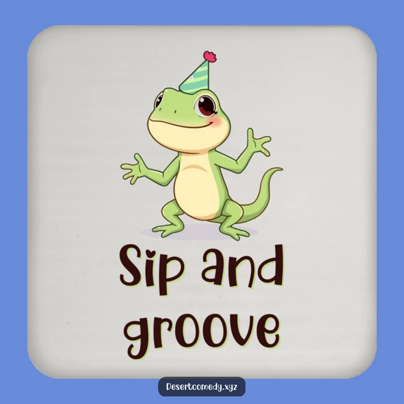 Funny Giggling Lizard Drink Coaster - Hilarious Party Reptile Table Protector Gift
