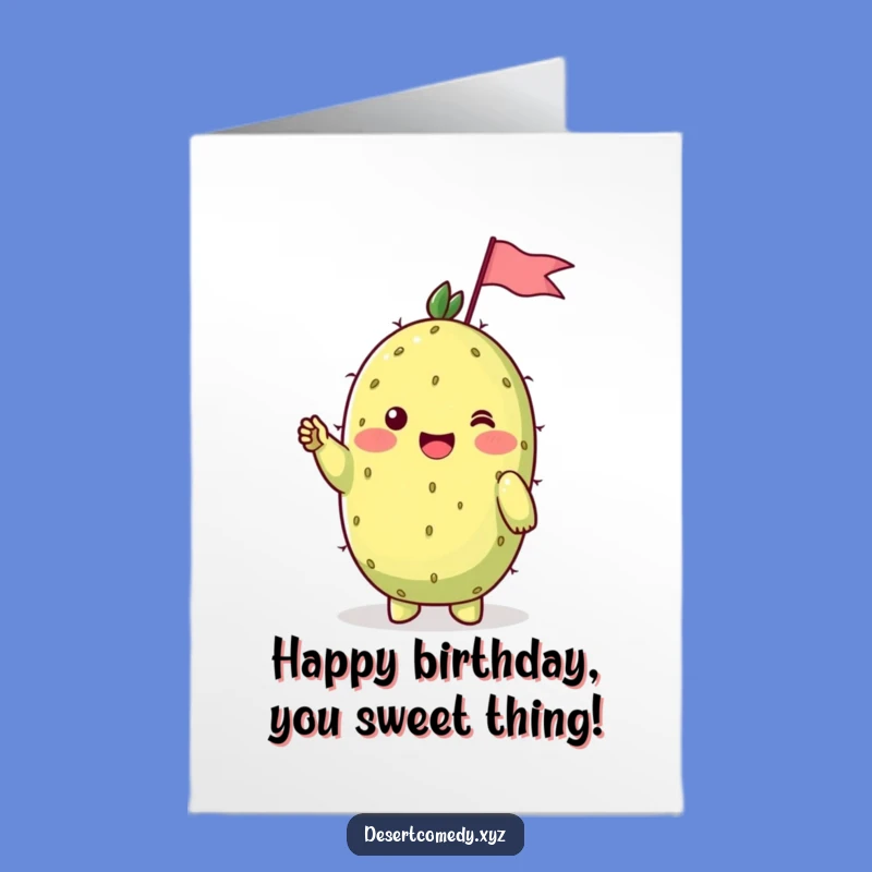 Free Printable Prickly Pear Birthday Card: Shy Cactus Downloadable Gift